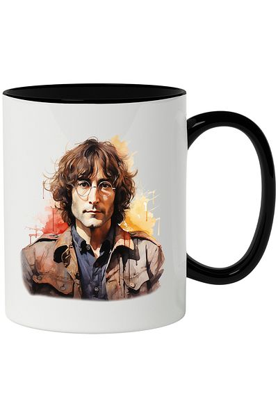 StoryGift Romania Mug With John Lennon, Celebrity, Singer, Composer, Multicolor 330 ml, Ceram, With ,STG