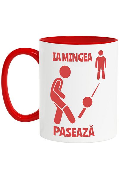 StoryGift Romania Sileta Mug Man Passing the Ball Football Lovers, 330ml, Ceramic with Red Handle, With Ma,STG