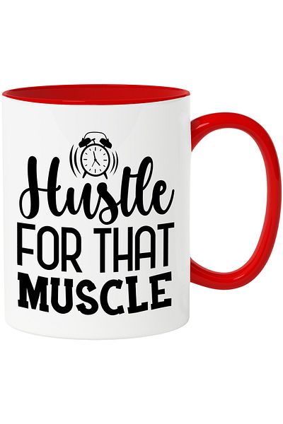 StoryGift Romania Mug with the message "Hustle for that muscle" - work for that muscle efo sport, With ,STG