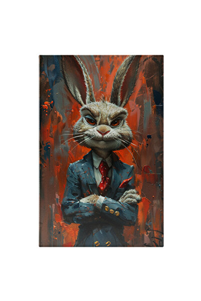 StoryGift Romania Tablou Canvas: Un Iepure În Costum Și Acuarelele Înșirate În Stil Modernist Pe Fundal Pictura D