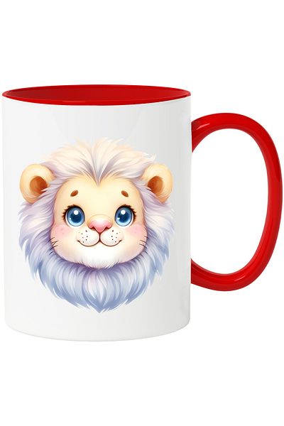StoryGift Romania Mug with a cheerful lion | small | white mane | king of animals | jungle | animal , With ,STG