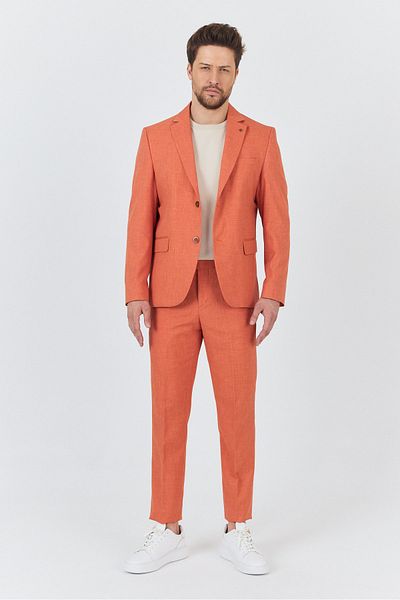 Frappoli Nipoye Men's Orange 2'Li Slim Fit Suit
