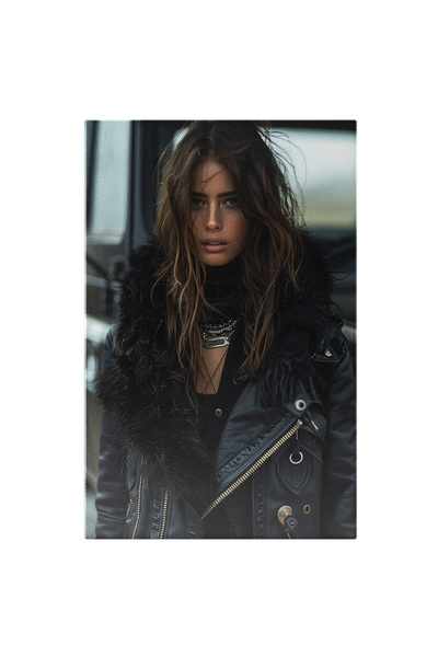 StoryGift Romania Tablou Canvas Female Model Cu Parul Lung Si Pistrui In Geac...