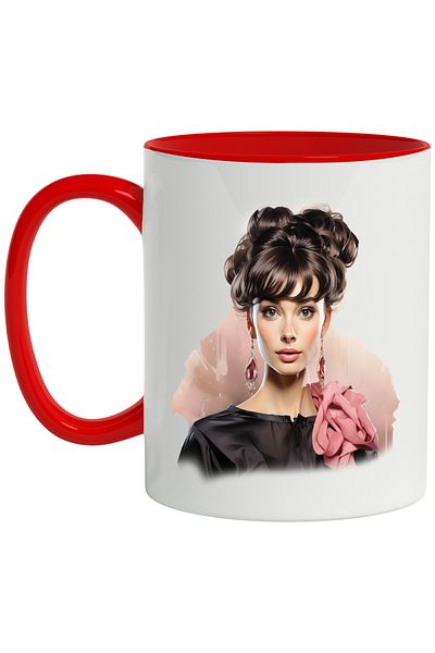 StoryGift Romania Mug With Audrey Hepburn, Actress, Old Movies, Star, Multicolor 330 ml, Ceramic, With,STG