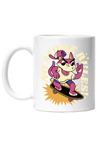 StoryGift Romania Cana Cu Mesaj In Engleza No More Rules, Pisica, Skateboard,...