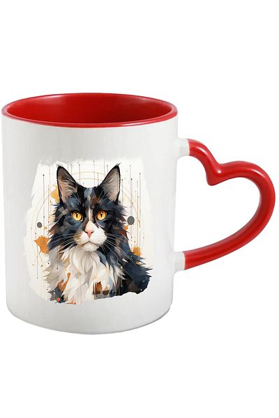 StoryGift Romania Cat Mug, Polka Dots, Paint Splatters, Pet, Multicolor 330 ml, Ce, Cu,STG
