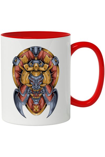 StoryGift Romania Mug With Monster, Robot, Mecha, Fangs, Helmet, Fighter, SF, Multicolor 330 ml, Sky, With ,STG