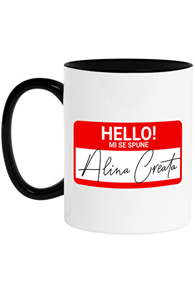 StoryGift Romania Cana cu Mesaj Haios Rosu Text Hello Mi Se Spune Alina Creat...
