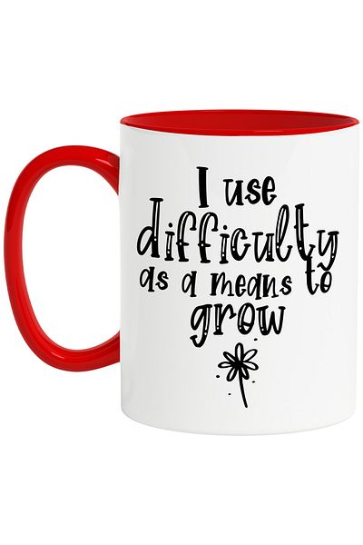 StoryGift Romania Mug with a flower and the message "I use difficulty to grow stronger", With ,STG