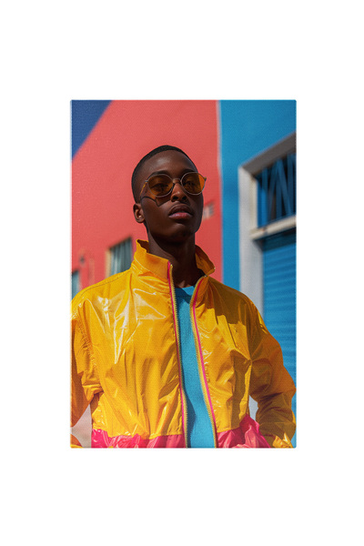 StoryGift Romania Tablou Canvas În Văzul Tuturor Misteriosul Tînăr De Culoare Din Spatele Gecii Colorate , Pictu