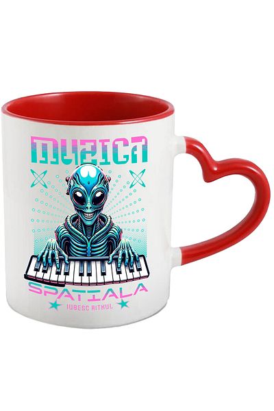 StoryGift Romania Alien mug with keyboard, space music, I love rhythm, SF party, 330ml, With,STG