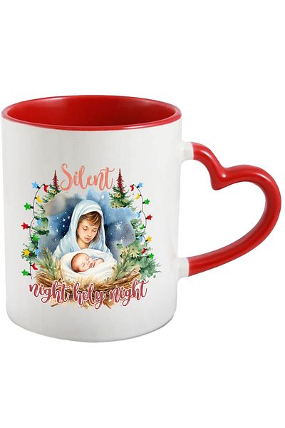 StoryGift Romania Mug with the Nativity scene with the message "Silent Night, Holy Night", night li, Cu,STG