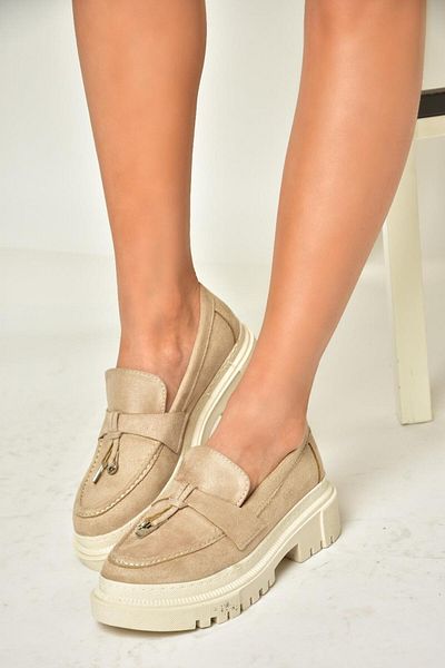 Fox Shoes T 294882202   Mocasini de dama din piele intoarsa bej