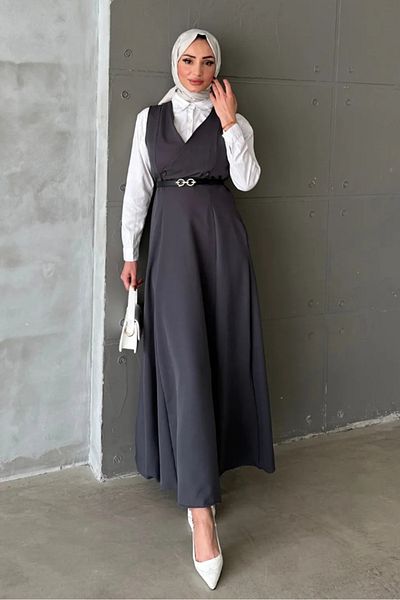 Bestenur Anthracite Colored Erves Button Gilet 1399
