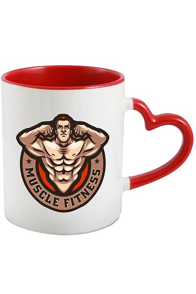 StoryGift Romania Muscle Fitness Mug, Emblem, Muscle, Man, Stars, Gym, Multicolor 330 ml, , With ,STG