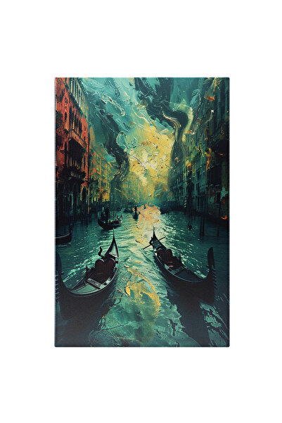 StoryGift Romania Tablou Canvas: Veneția Cu Bărci Și Cer Abstract Albastru, P...