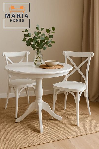 MARIA HOMES White Cross Back Dining Chair – Elegant Plastic Chair for Home, Restaurant, Garden or Event Use