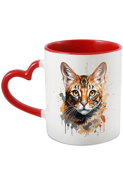 StoryGift Romania Cat Head Mug, Watercolor, Illustration, Animal, Multicolor 330 ml, Ceramics, With ,STG