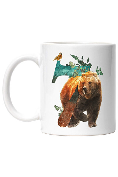 StoryGift Romania Cana Cu Cifra, 7, Urs, Pasare, Frunze, Natura, Multicolor 3...