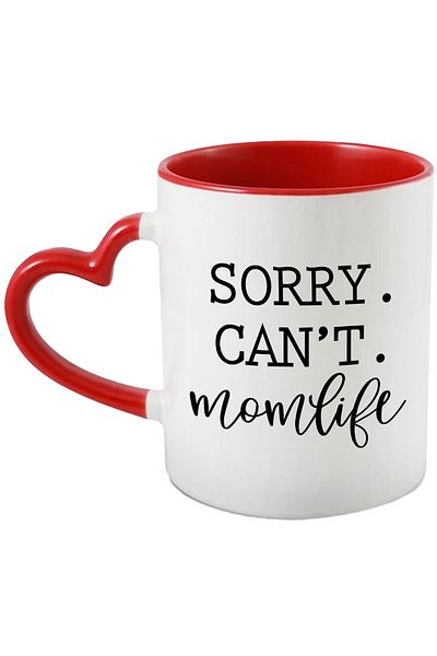 StoryGift Romania Mug with the message "Sorry. Can't. momlife" - sorry I can't live my life with Handle In, With, STG