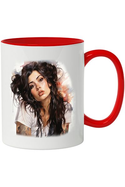 StoryGift Romania Mug With Amy Winehouse, Famous Singer, Artist, Multicolor 330 ml, Ceramic, With, STG