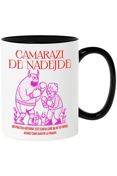 StoryGift Romania Mug Camaradise grandma boxing with a monster grandma, 330ml, Ceramic with N Handle, Cu, STG