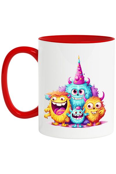 StoryGift Romania Mug with several creatures in the form of balls | illustration | happy | party, With ,STG