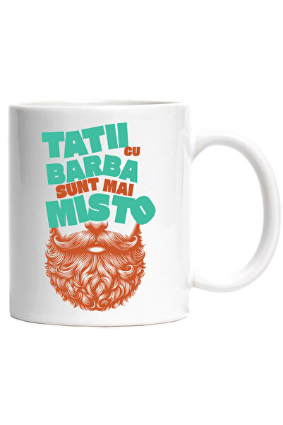 StoryGift Romania Cana Tata cu barba este cel mai misto familie copii, 330ml, Ceramic cu Maner Alb, Cu ,STG