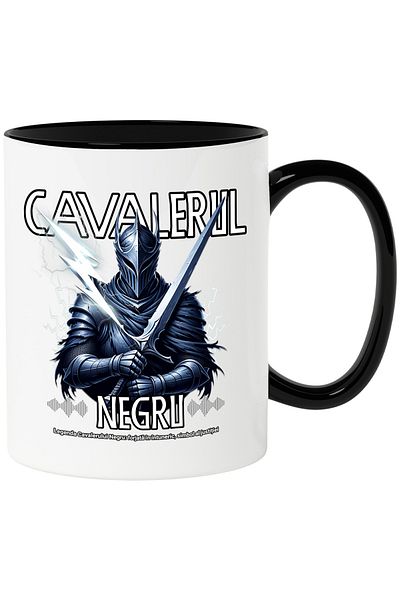 StoryGift Romania Mug The Black Knight Iron Armor Shining Swords, 330ml, Ceramic with Handle, With, STG