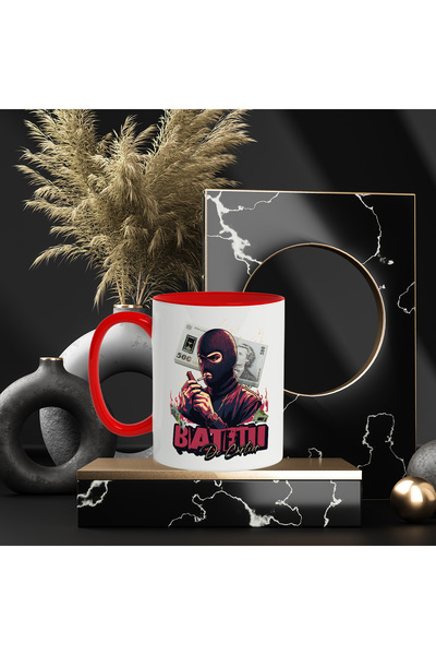 StoryGift Romania Boys Mug - 500 Romanian Lei, 330ml, Ceramic with Red Handle, With R Handle, STG