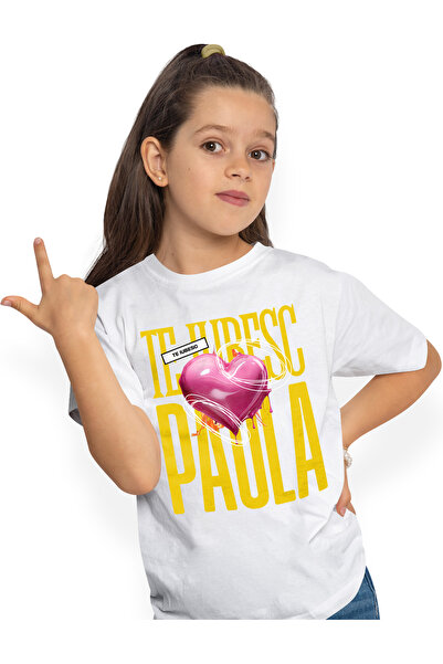 StoryGift Romania Tricou Copii Fete Te Iubesc Paula, Dragoste, Inima, Iubire,...