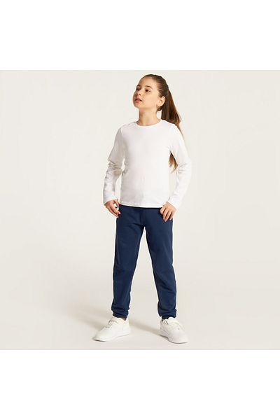 Juniors Solid Crew Neck T-Shirt With Long Sleeves