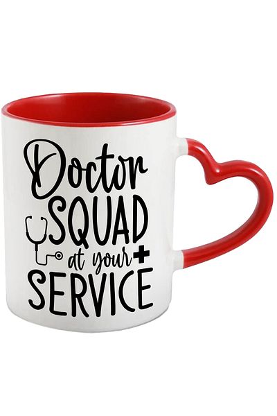 StoryGift Romania Mug with the text "Doctor squad at your service" - the team of doctors at your disposal, With ,STG