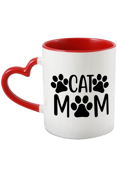 StoryGift Romania Paws Mug for a Cat Breeding Mom - Love Affection with Handle I, With, STG