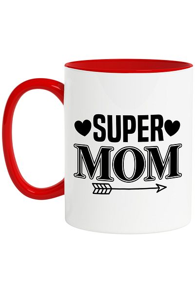 StoryGift Romania Mug with hearts for good and beloved mothers with the message "Super mom" super mom with Ma, Cu, STG
