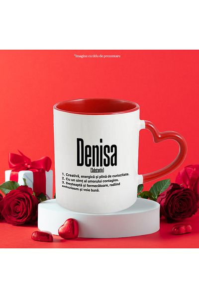 StoryGift Romania Mug With Name Denisa, and Motivational Message, Creative, Smart, Curious, Amu, With, STG