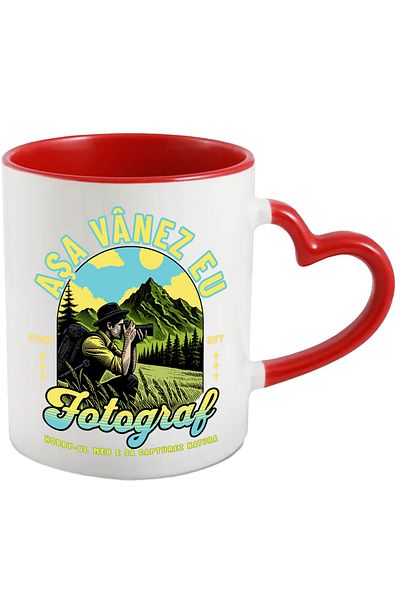 StoryGift Romania Photographer Mug Among the Silent, That's How I Hunt Adventure, 330ml, Ceramic with Heart Handle, With, STG