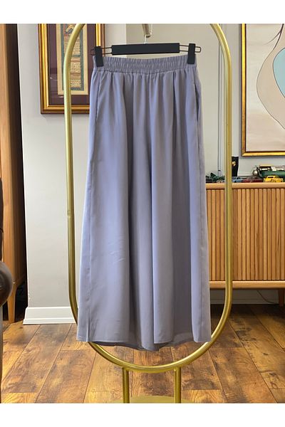Hatun Atila Wide Leg Modal Skirt Trousers with Elastic Waist - Gray