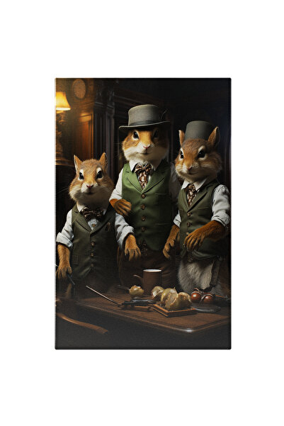 StoryGift Romania Tablou Canvas: Combinație Trio Perfectă Veverițele Strângătoare Provizii Lumini Și Jobene Pictu