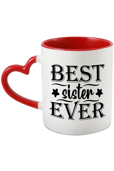 StoryGift Romania Star Mug for the Coolest Sister Ever with Red Heart Handle, With Handle, STG