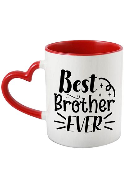 StoryGift Romania Star Mug for the Best Brother - Appreciation Message with Red Heart Handle, With M,STG