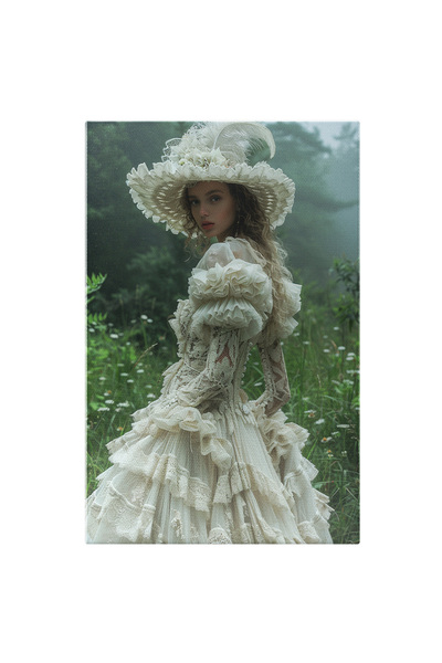 StoryGift Romania Tablou Canvas Gingasa Si Tanara Fata Cu Palarie Si Rochie A...