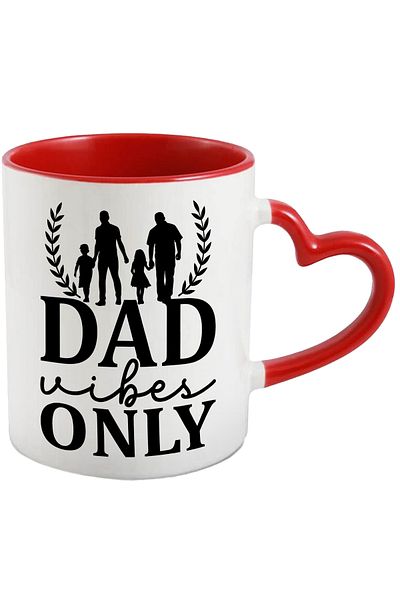 StoryGift Romania Mug with the text in English "Dad vibes only" - only dad vibes with Heart Handle, With ,STG