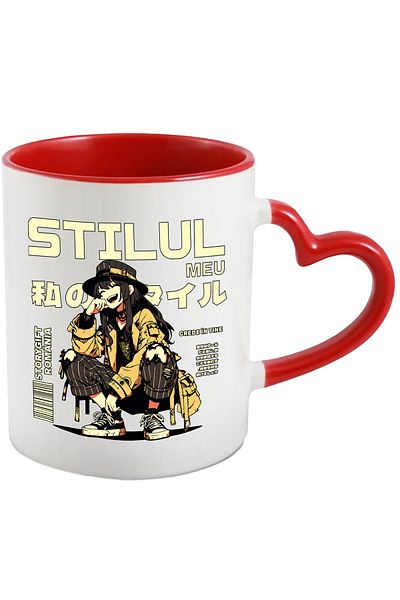 StoryGift Romania My Style Mug. Believe in yourself laughing anime girl, 330ml, Ceramic with Handle, With,STG