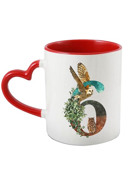 StoryGift Romania Mug With Number, 6, Owls, Leaves, Nature, Multicolor 330 ml, Ceramic with Handle, With,STG