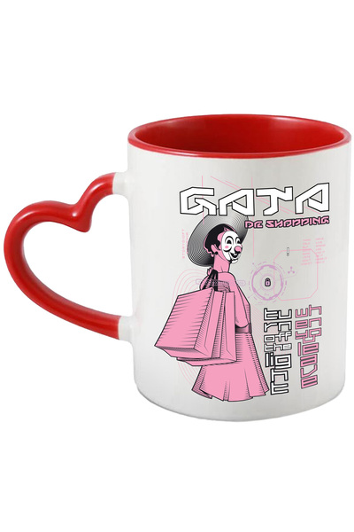 StoryGift Romania Cana Femeie Cu Masca de Clovn Si Pungi De Shopping , 330ml,...