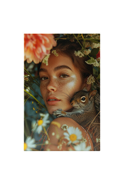 StoryGift Romania Tablou Canvas: Întâlnirea Tinerei Cu Veverița Și Frumusețea...