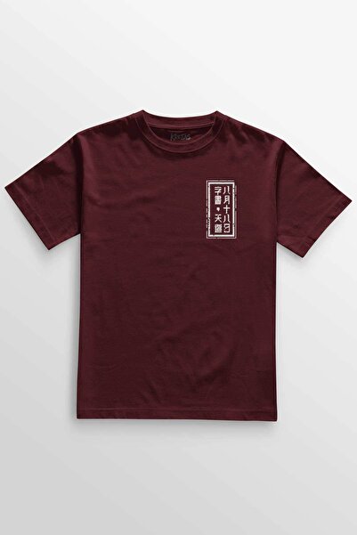 Kretas Burgundy majica Japanski prirodni zakon Japanski urbani Štampano Unise...