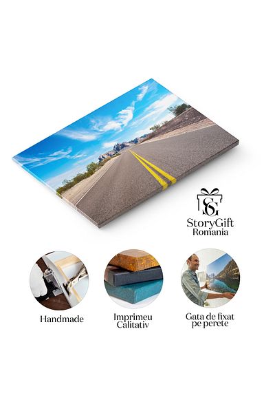 StoryGift Romania Tablou Canvas Drum In Desert, Asfalt, Munte, Perspectiva, Calatorie, Drum 3730
