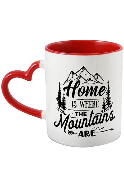 StoryGift Romania Mug with mountains and fir trees with the message in English "Home is where the mountains are" -, With ,STG